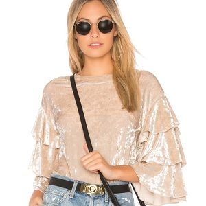 Revolve Velvet Ruffle Top